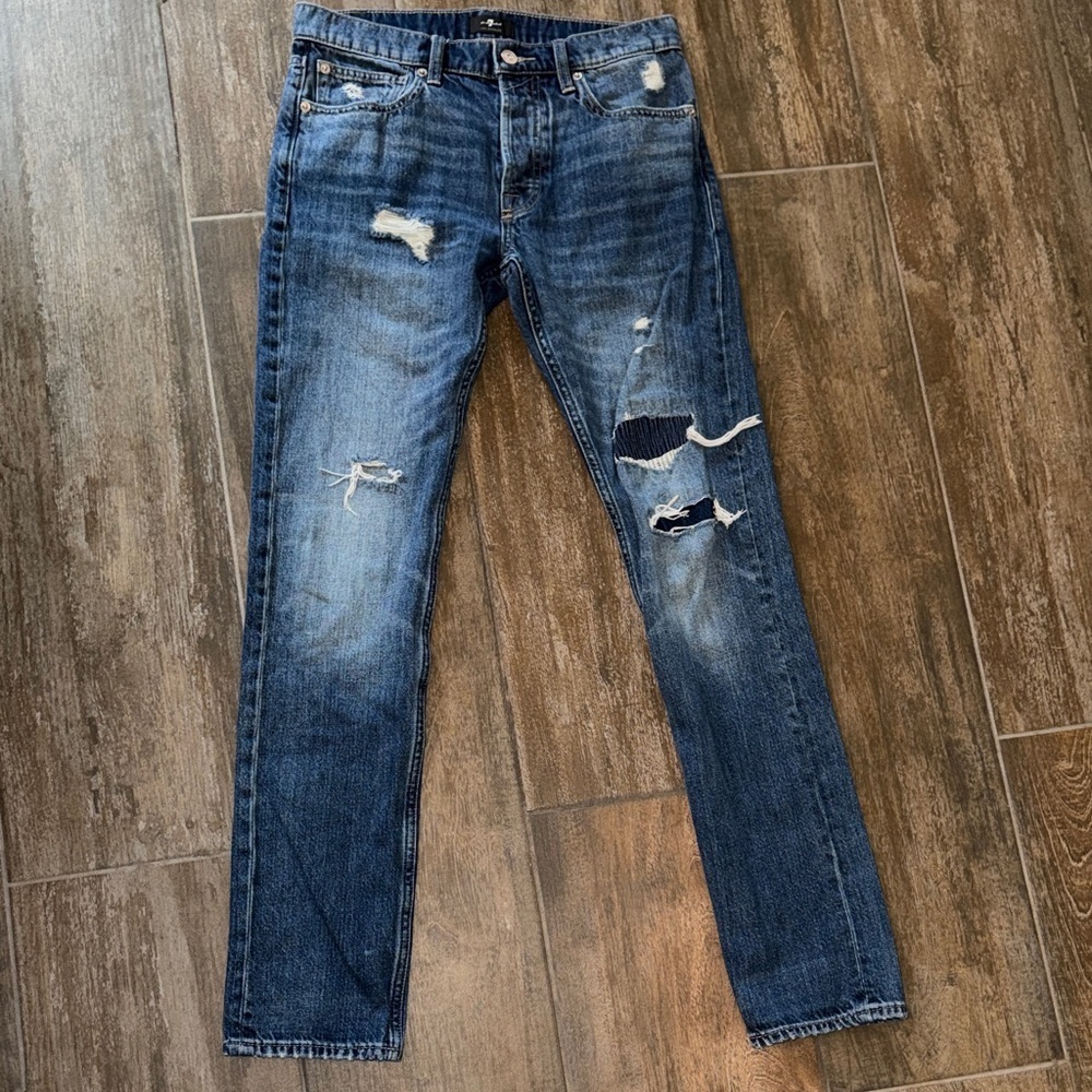 7 For All Mankind Men's Distressed Denim Jeans